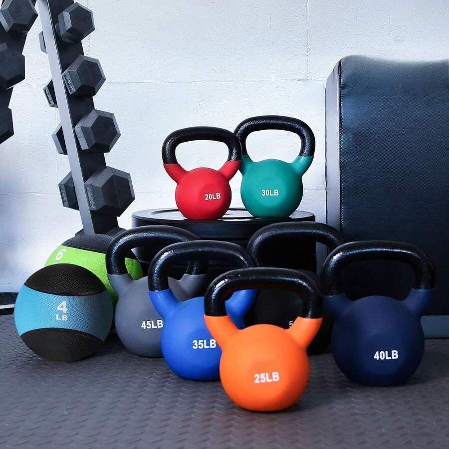 Neoprene Coated Solid Cast Iron Kettlebell 5 10 15 20 25 30 35 40 45 50