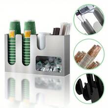 3/6 隔间直立休息室咖啡调味品和杯子储物架，不锈钢和亚克力材质，适合家庭、厨房、餐厅、咖啡店，是圣诞节、朋友、感恩节的理想礼物。 - 彩色 - 查看 5