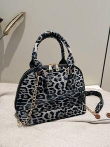 Modefärgblock PU-läderskaldesign handväska för kvinnor, lämplig för arbete, shopping och resor, med axelrem och korsband - Multifärgad - Visa 2