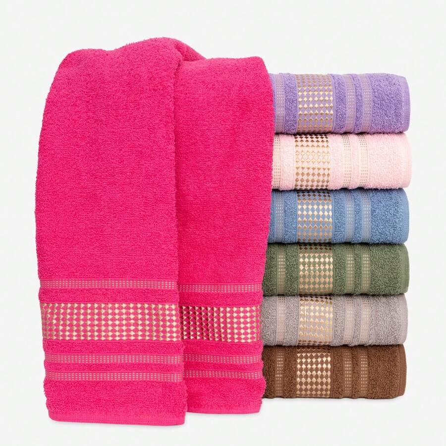 Kit 2 Large Adult Plush Bath Towels Paris 100% Cotton - 70x1.30cm - 陽剛色彩 - 查看 1