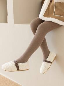 1 pieza Medias cálidas para niñas, Leggings gruesos de unicolor, Pantalones clásicos casuales versátiles suaves y cómodos, Adecuados para uso diario en otoño/invierno o como regalo de vacaciones