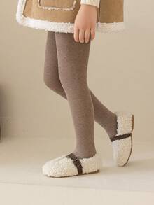 1 pieza Medias cálidas para niñas, Leggings gruesos de unicolor, Pantalones clásicos casuales versátiles suaves y cómodos, Adecuados para uso diario en otoño/invierno o como regalo de vacaciones