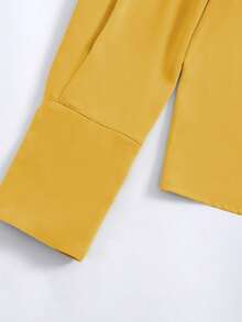 【定制开发】新款女士时尚长袖纯色衬衫，优雅适合春夏穿着 - 黃色 - 查看 6