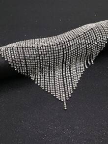 1 件优雅欧美风格流苏水钻颈链，时尚夸张项链，女士派对配饰 - 銀色 - 查看 5