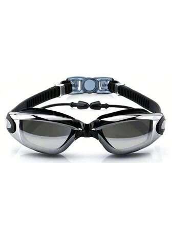 1 件装黑色高清防水防雾男女通用大框游泳镜，海滩必备品，海滩配件，泳池浮板