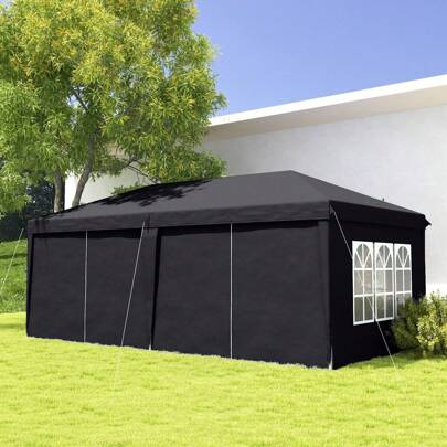  Outsunny 3 X 6 M Garden Pop Up Gazebo, Wedding Party Tent Marquee, Water Resistant Awning Canopy With Sidewalls, Windows, Drainage Holes, Carry Bag