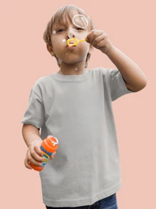 Basic 100% Cotton T-Shirt Kit With 3 Multicolored Pieces For Unisex Children And Youth - Multicolor - View 3