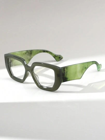 1 par de gafas de mujer con montura cuadrada transparente y estampado de leopardo retro, aptas para looks diarios, moda urbana y fotografía