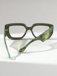 1 Pair Women Leopard Print Retro Square Clear Lens Glasses, Suitable For Daily Outfit, Street Fashion And Photography - Olive Green - View 8