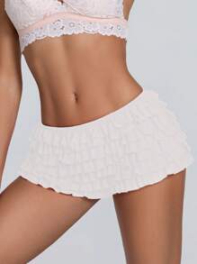 Women Y2k Ruffle Shorts With Bow Party Mini Shorts Skirt Low Rise Layered Micro Shorts Pettipants Pj Bottoms - 白色 - 查看 5