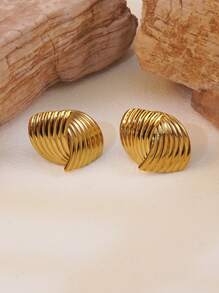 2 peças/conjunto de brincos de aço inoxidável com listras geométricas, estilo empresarial moderno, adequado para uso diário feminino ou reuniões, ideal para presentes de Natal
