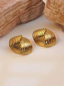 2 peças/conjunto de brincos de aço inoxidável com listras geométricas, estilo empresarial moderno, adequado para uso diário feminino ou reuniões, ideal para presentes de Natal