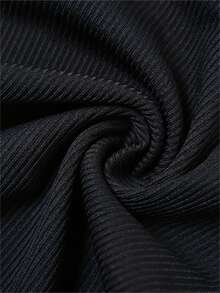 2pcs/Set Women's Solid Color Streetwear Fitted Crew Neck Long Sleeve Heart Rhinestone Hollow Out Fitted Pants Set - Black - View 7