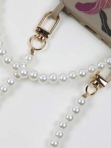 Ốp điện thoại thời trang hoa cho nữ có dây đeo chéo bằng ngọc trai - Màu Khaki - Xem 3