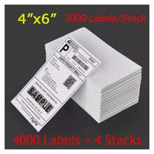 Tapsin 4000 Fanfold 4 X 6 Direct Thermal Shipping Labels For Zebra 2844 Elton Rollo UK - White - View 1