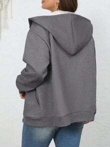 女款欧美风纯色羊毛外套，秋冬 - 深灰色 - 查看 4