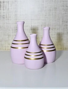3 Piece Ceramic Vase Kit Modern Centerpiece Decorative Home Ornament Ceramic For Rack Living Room Sideboard Ceramic Vase Set Decorated Bedroom - 淺粉色 - 查看 5