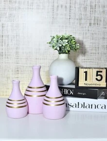 3 Piece Ceramic Vase Kit Modern Centerpiece Decorative Home Ornament Ceramic For Rack Living Room Sideboard Ceramic Vase Set Decorated Bedroom - 淺粉色 - 查看 3