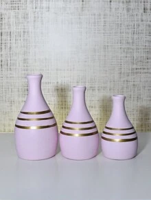 3 Piece Ceramic Vase Kit Modern Centerpiece Decorative Home Ornament Ceramic For Rack Living Room Sideboard Ceramic Vase Set Decorated Bedroom - 淺粉色 - 查看 4