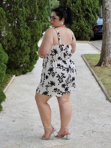 Women's Plus Size Jumpsuit Short Skirt With Printed Lining Summer - 顏色12 - 查看 5