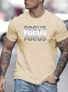 Focus Men's T-Shirt 100% Cotton Shirt Premium Mesh Blouse Round Neck Shoulder-To-Shoulder Reinforcement New Release - 米色 - 查看 1