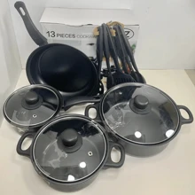Juego De Sartenes de Acero Inoxidable , Batería de Cocina De 13 Piezas - Negro - Ver 10