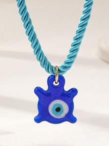 1 件女士玻璃大邪眼吊坠绿绳颈链项链（手工制作，颜色、图案和形状可能略有不同） - 彩色 - 查看 2