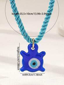 1 件女士玻璃大邪眼吊坠绿绳颈链项链（手工制作，颜色、图案和形状可能略有不同） - 彩色 - 查看 3