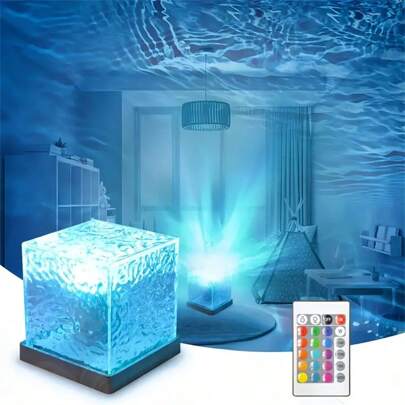 16 Colors Ocean Wave Sensory LED Night Light, Touch/Remote Control, Dimmable, Automatic Rotation, USB Powered, Home Decor, Ceiling Projection Lamp, Christmas Gift, Party Decor, Plastic Material, Suitable For Christmas, Halloween, Thanksgiving, Valentine's Day, General Occasions
