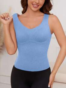 1 quần lót hai mặt bằng vải nỉ dày dặn cho nữ, thiết kế ấm áp toàn diện có đệm, không cần áo ngực, dành cho mùa thu/đông - Màu xanh lam - Xem 6