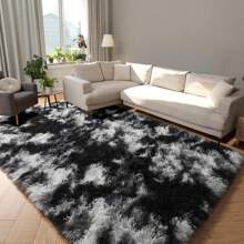 Fluffy Modern Area Rugs For Living Room Bedroom,Plush High Pile Purple Rug For Kids Girls Room Nursery Home Decor, Upgrade Non-Slip Girls Bedroom Soft Indoor Rug - Tie-dye black and white - View 3