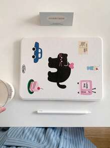 1pc Cute Cartoon Cat Cake Letter Double-Sided Colorful Acrylic Transparent Crystal Clear Protective Case With Pen Slot, Compatible With Huawei IPad Mini, 360 Degree Rotatable, Sleep/Wake Function