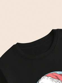 Wisdom Babylook Comfort Short Sleeve Casual Santa Claus Printed T-Shirt - 所以 - 查看 5