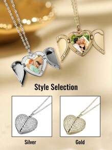 LICVIC 1 chiếc vòng cổ ảnh hình trái tim có cánh thiên thần, vòng cổ khắc tên cá nhân, vòng cổ ảnh cá nhân, quà tặng trang sức kỷ niệm, vòng cổ tinh tế, vòng cổ tối giản, vòng cổ tùy chỉnh, vòng cổ khắc, quà tặng Ngày của Mẹ, quà tặng Ngày của Cha, quà tặng Ngày Valentine, quà tặng kỷ niệm, quà tặng tốt nghiệp, đa chức năng, trang trí, chữ cái, phong cách, hiện đại, nhiều màu sắc, dễ thương, đáng yêu, giản dị, tùy chỉnh, cá nhân hóa, độc đáo, được thiết kế riêng, quà tặng lý tưởng cho nam, quà tặng lý tưởng cho nữ, thời trang tựu trường, phụ kiện du lịch. - phong cách A - Xem 6