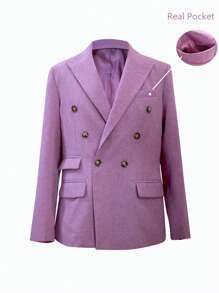 Áo khoác vest nam ve áo khoét lỗ cho tiệc cưới, tiệc chiêu đãi - Màu tím - Xem 4