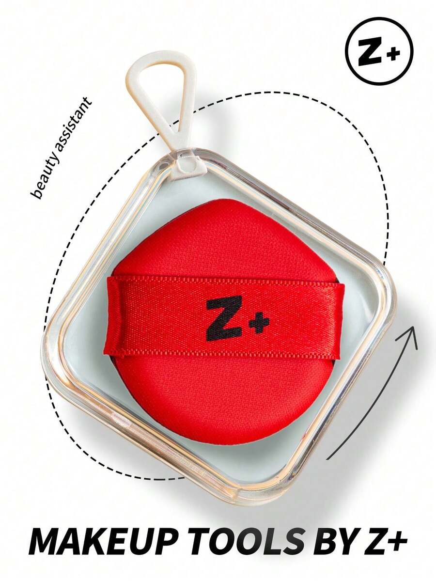 Z+ Bộ mút trang điểm 2 trong 1 (Kèm hộp đựng), dùng ướt và khô, có thể tái sử dụng, có thể giặt được, thích hợp cho phấn, dạng lỏng, cố định lớp trang điểm, mềm mại, dụng cụ chấm cho nam và nữ, bộ dụng cụ thiết yếu cho mùa hè mang theo khi đi du lịch/hàng ngày - Màu Đỏ Sâu - Xem 1