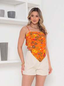 RAW CLOTHING One Size Shirt Set With Tie At The Back And Print, Shorts With Zipper And No Pocket - Beige - View 3