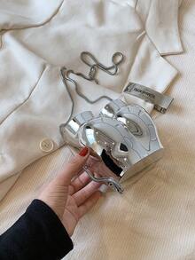 新款亚克力男士包、单肩斜挎包、腰包 - 銀色 - 查看 5