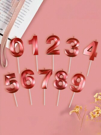 1 pieza Vela con número de deseo de concha roja, vela de ambiente para pastel de cumpleaños, vela decorativa para hornear pasteles de fiesta, velas de cumpleaños, decoraciones de cumpleaños, feliz cumpleaños, velas para pasteles, regalos de decoración de habitación Graduación