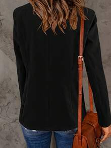 European & American New Autumn/Winter Fashion Elegant Lapel Single-Button Fitted Women's Blazer - 黑色 - 查看 2