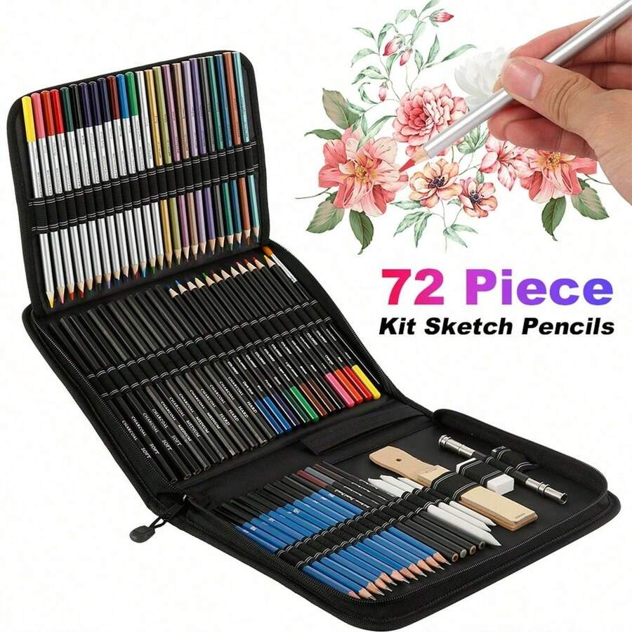72Pcs Sketching Pencils Set Professional Complete Drawing Pencils