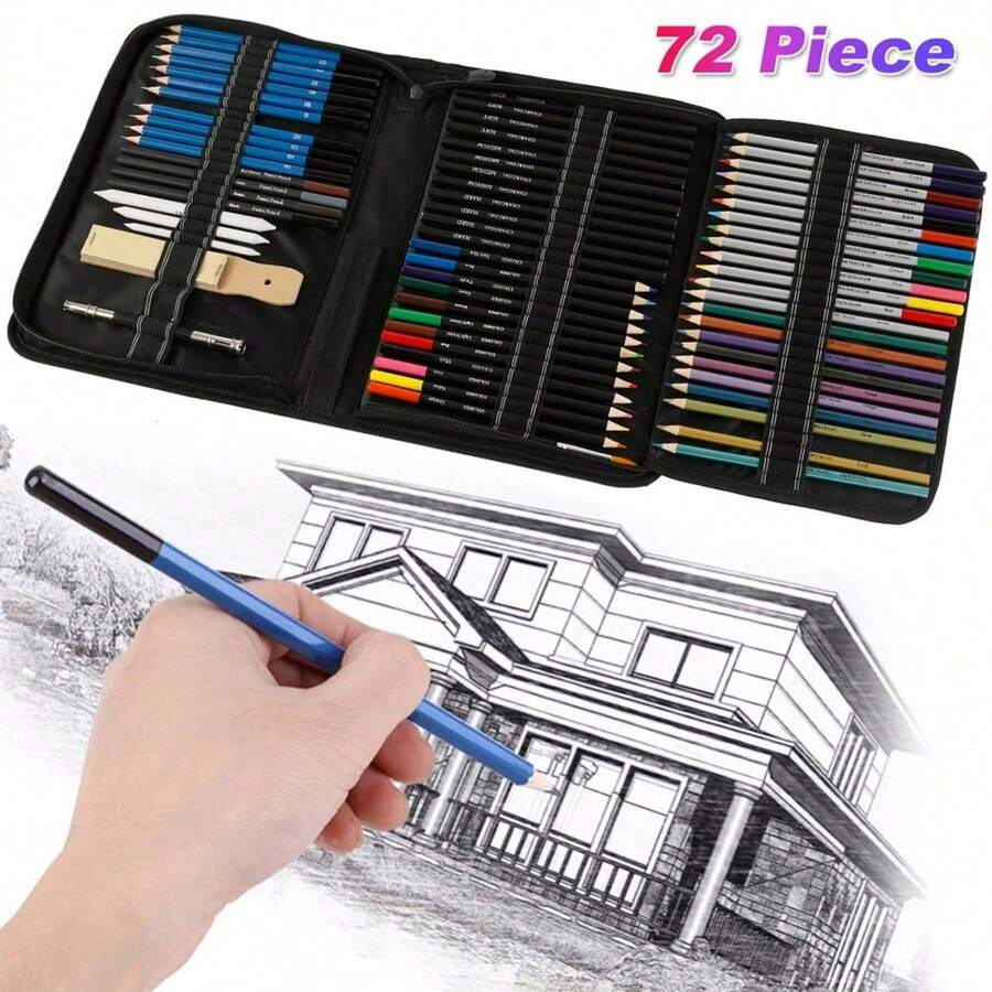 72Pcs Sketching Pencils Set Professional Complete Drawing Pencils
