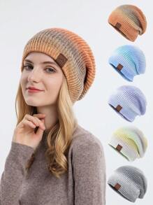 Women Simple Comfortable Ombre Knit Hat For Winter Daily Wear - Multicolor - View 2