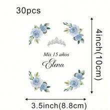 Personalized 15 Years Bottle Stickers - Matte Crown Design For Birthday Celebrations-30pcs Her, Friends - Multicolor - View 15