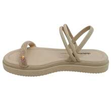 Sandália Dakota Feminina Tira Frontal Cristais Ajuste Fácil - Marrom Claro - Visão 4