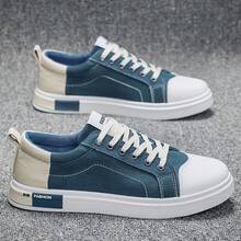 男士帆布鞋，休闲滑板运动鞋秋季时尚生活方式运动工作鞋，防滑 - 藍色 - 查看 3