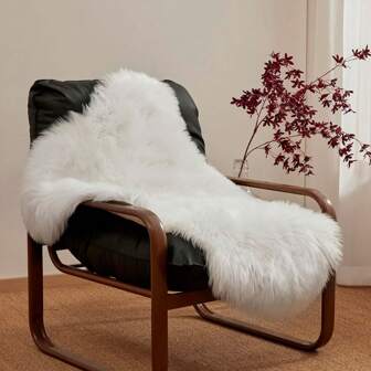 1 件白色、黑色尖头、卡其色纯色长毛绒地毯，适用于客厅和卧室，柔软蓬松防滑装饰地毯，适合客厅、卧室、窗户