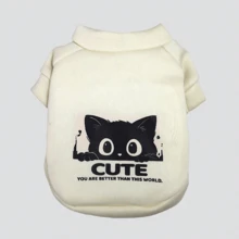 Áo hoodie chui đầu, họa tiết mèo hoạt hình đáng yêu, ấm áp và dày, thích hợp cho thú cưng như chó Poodle và mèo, thiết kế thời trang - trắng - Xem 12