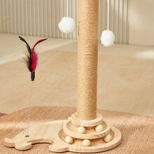 猫抓柱、宠物猫玩具、猫树、耐用的剑麻覆盖猫抓板、简易猫抓柱、猫玩具、逗猫棒、猫攀爬架和活动柱 - 摩卡棕 - 查看 7