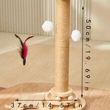 猫抓柱、宠物猫玩具、猫树、耐用的剑麻覆盖猫抓板、简易猫抓柱、猫玩具、逗猫棒、猫攀爬架和活动柱 - 摩卡棕 - 查看 2